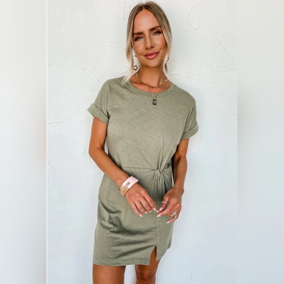 NWT Z-Supply olive green cuffed sleeve mini t-shirt dress size small - Picture 5 of 15